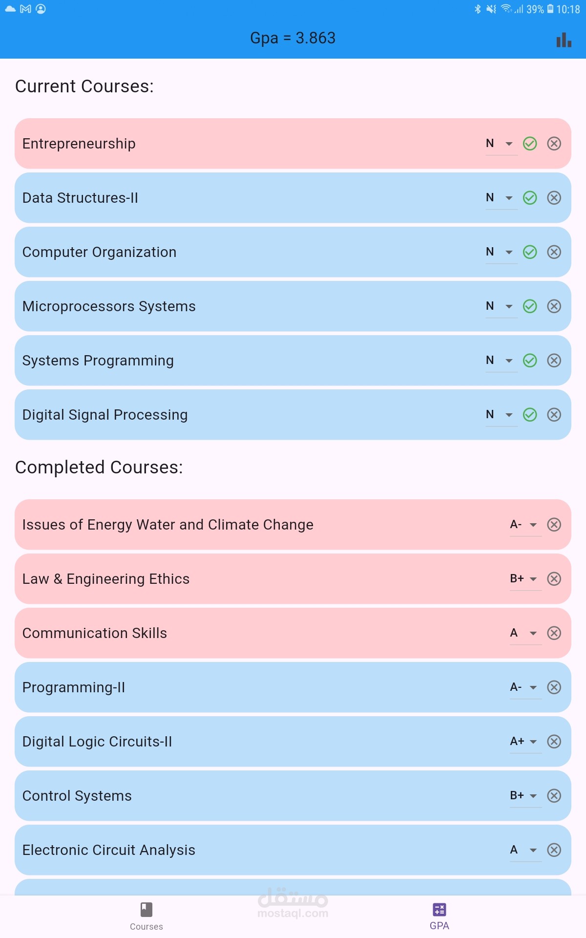 حساب المعدل التراكمي