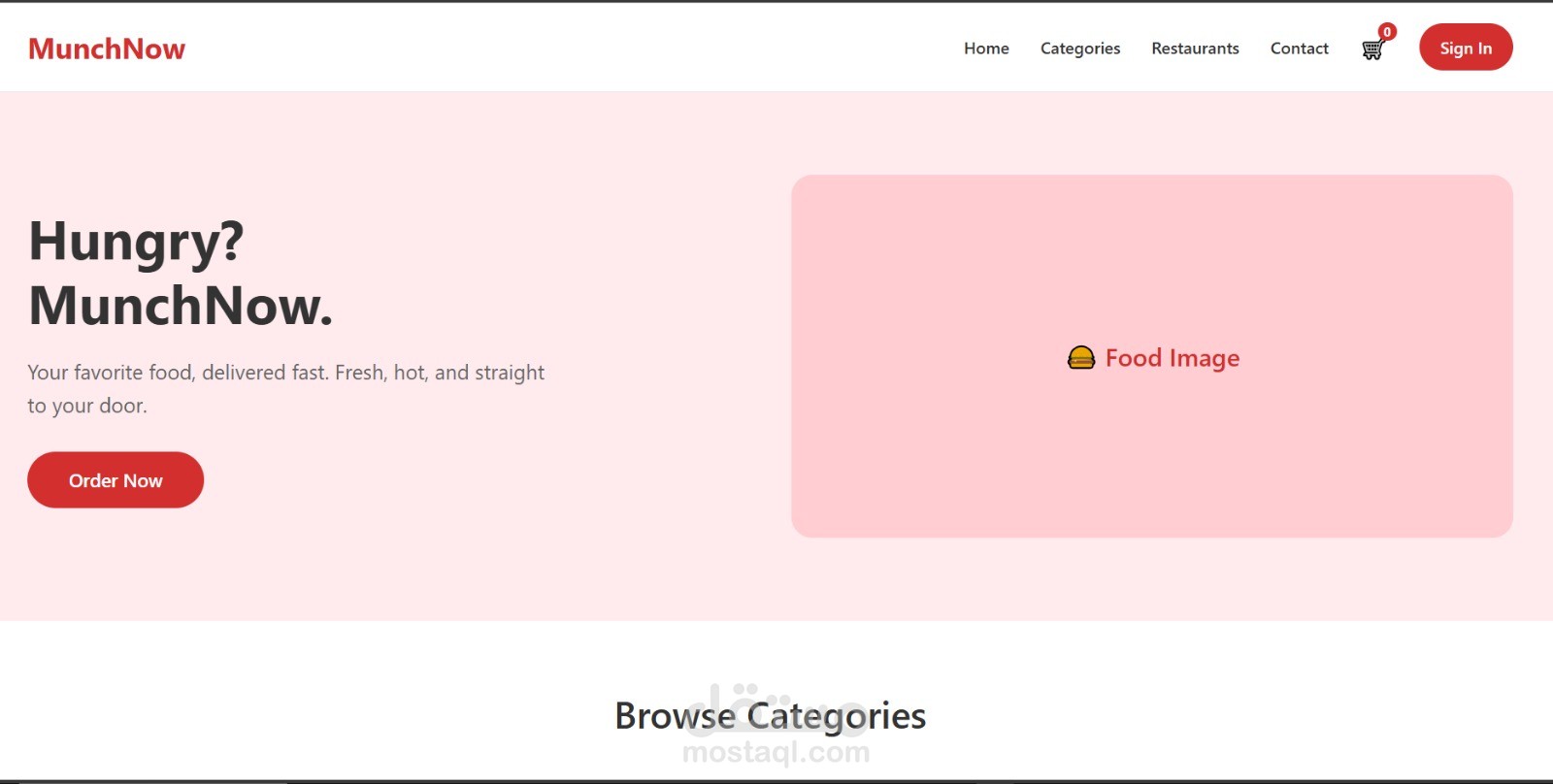 موقع تجريبي لطلب الطعام