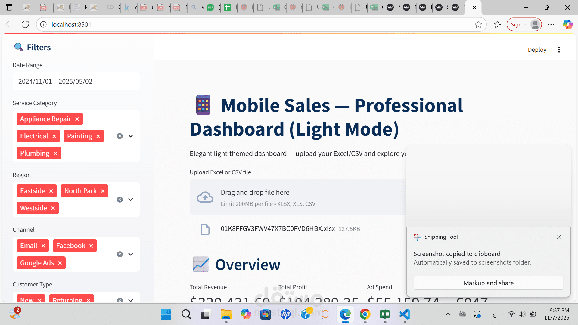 Interactive Sales & Marketing Intelligence Dashboard using Streamlit