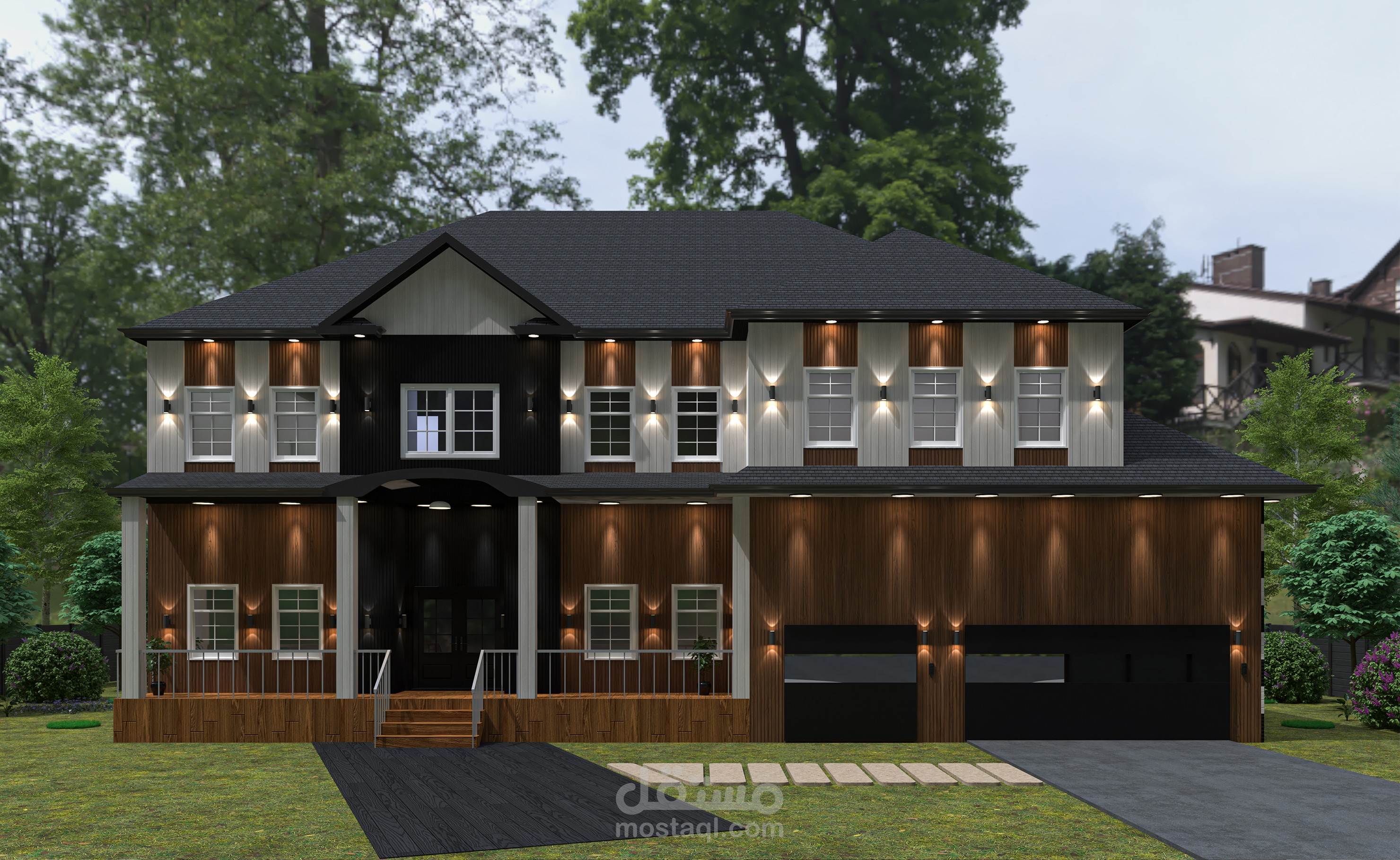 تصميم معماري متكامل لفيلا سكنية