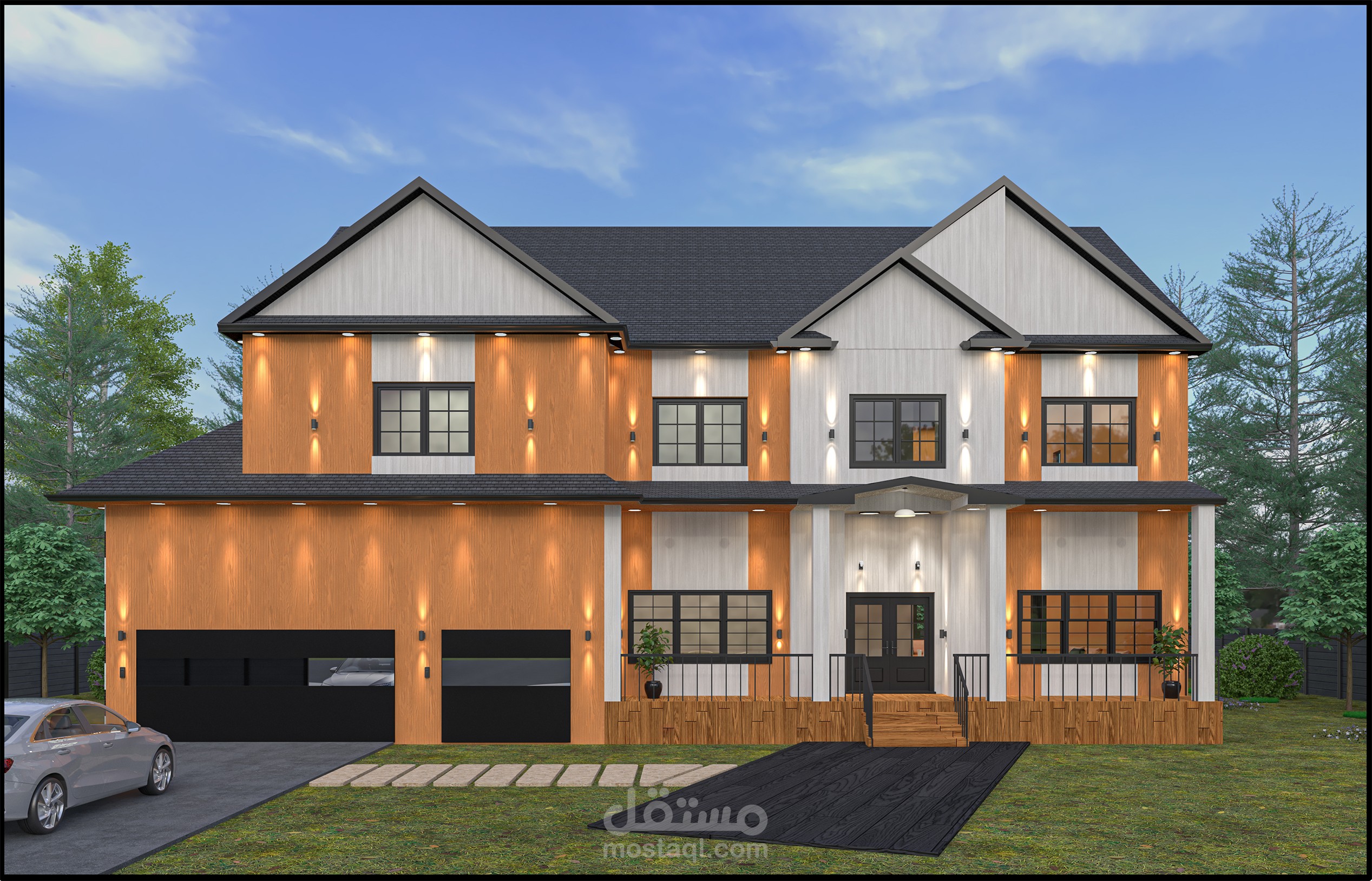 تصميم معماري متكامل لفيلا سكنية