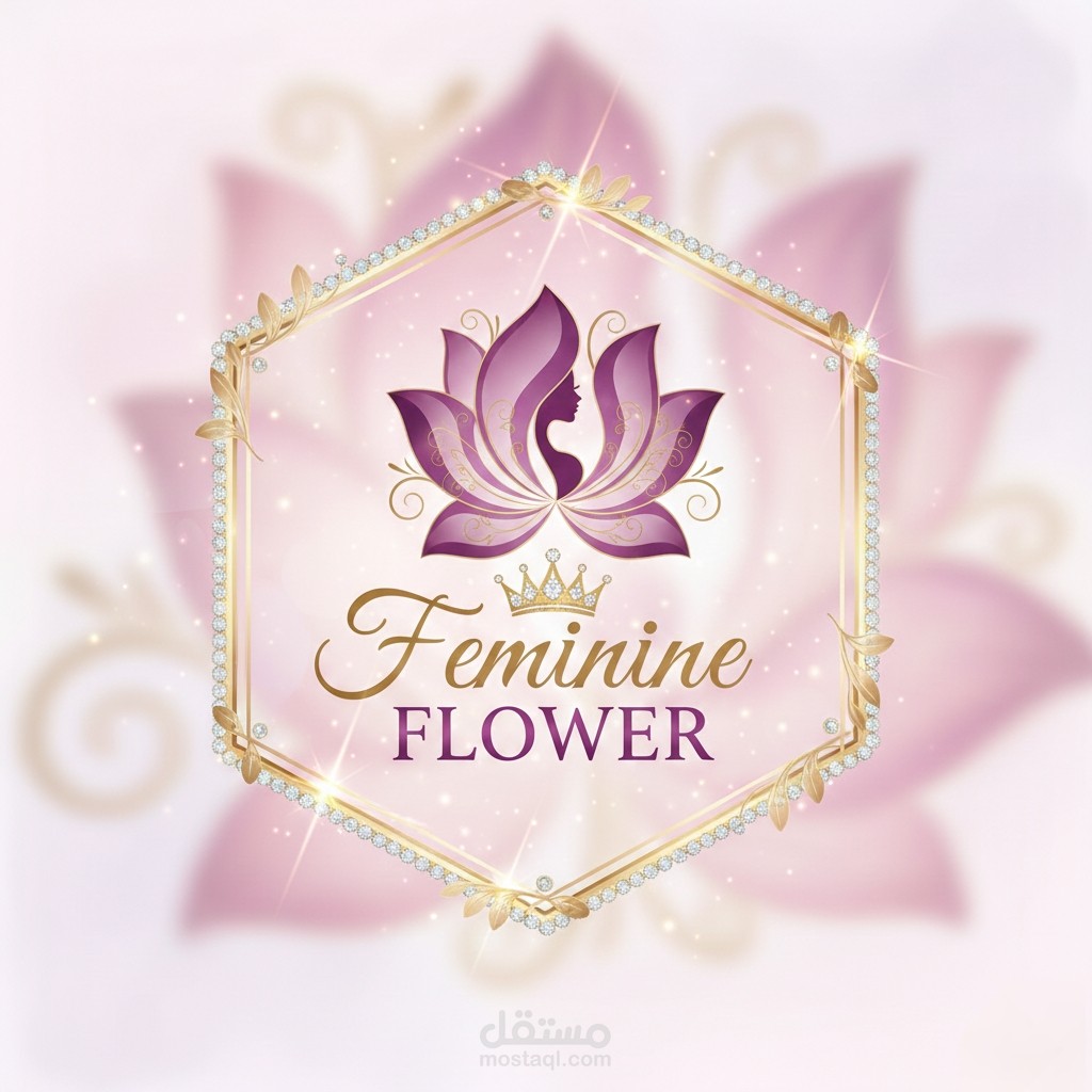 بناءً على عناصر التصميم (زهرة اللوتس، وجه المرأة، التاج، والإطار الماسي)،