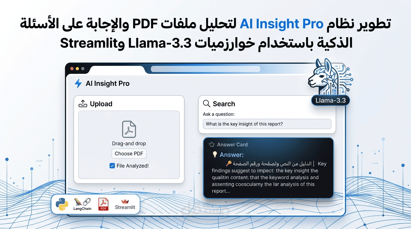 تطوير نظام AI Insight Pro لتحليل ملفات PDF والإجابة على الأسئلة الذكية باستخدام خوارزميات Llama-3.3 وStreamlit