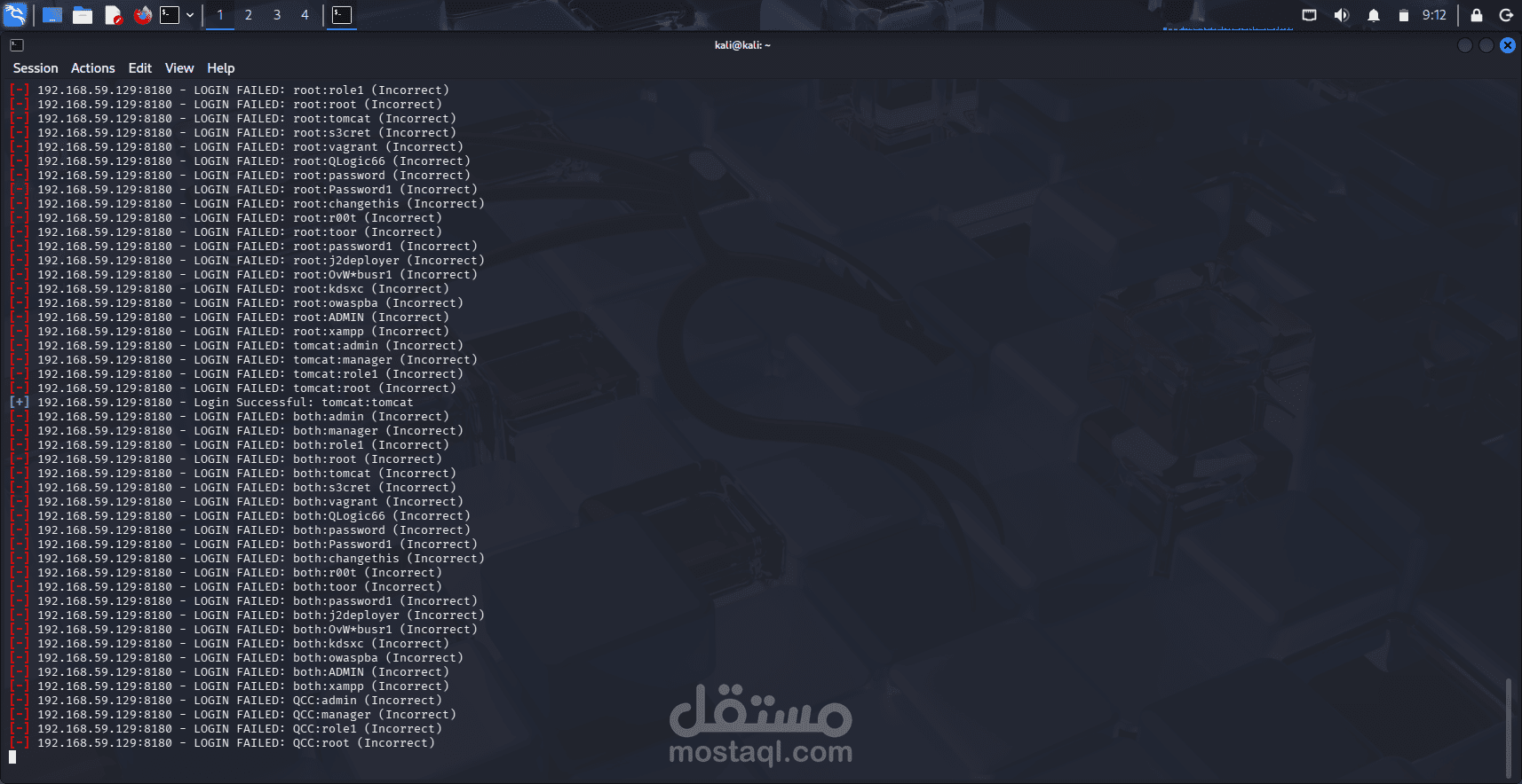 محاكاة هجوم كامل (Full Attack Lifecycle) على بيئة Metasploitable.