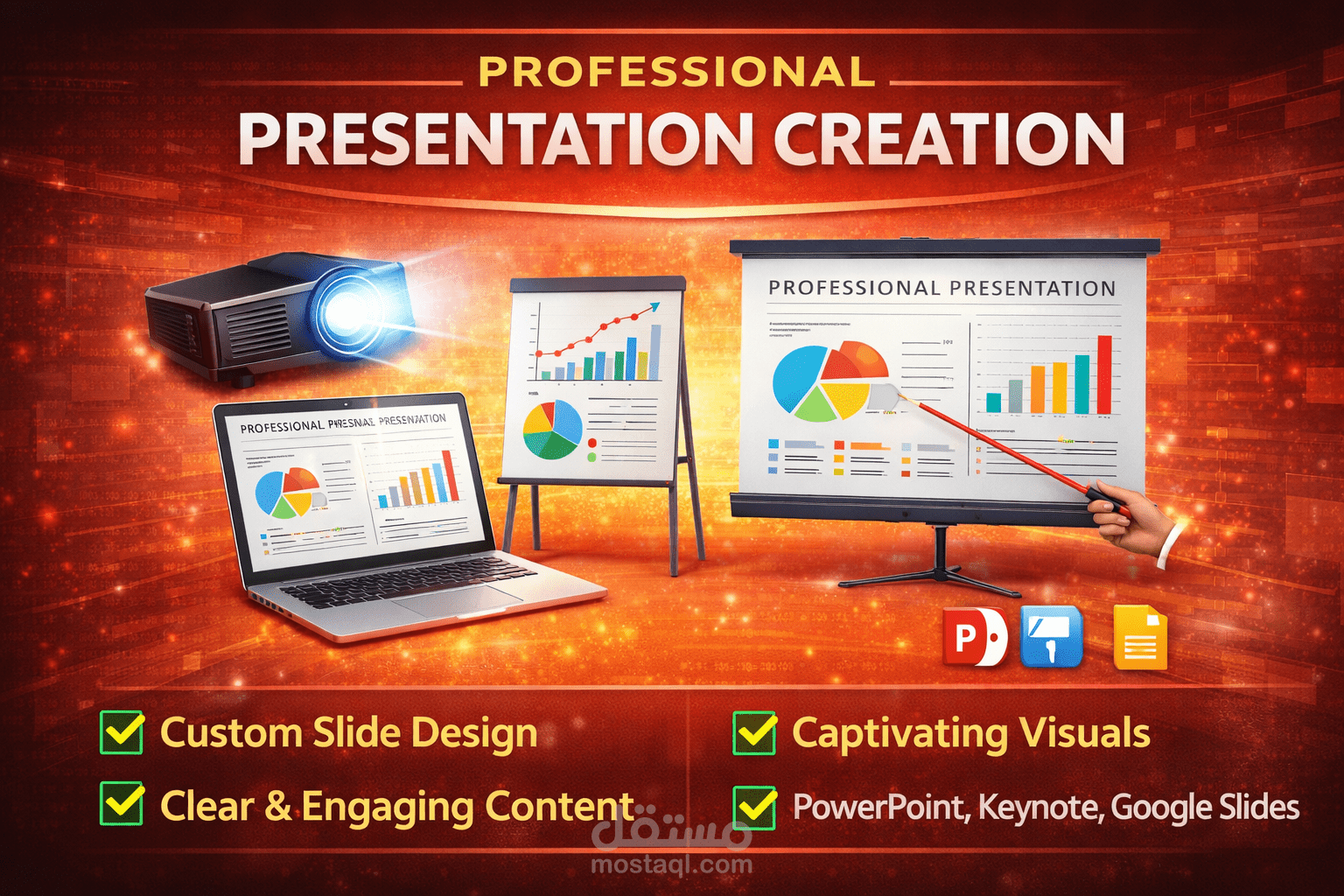 تصميم عرض تقديمي احترافي (PowerPoint) بتصميم عصري وجذاب