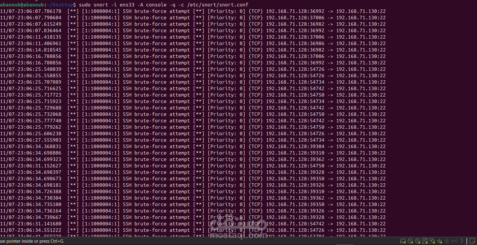 Network Intrusion Detection System Using Snort