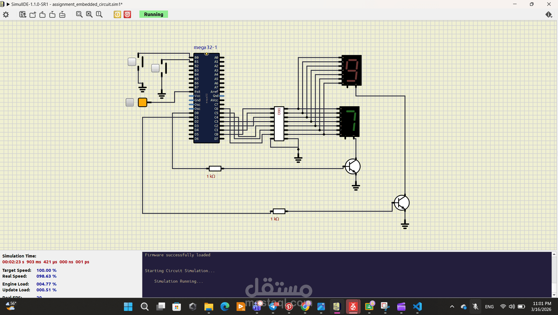 Two-Digit 7-Segment Counter (ATmega32 – SimulIDE)