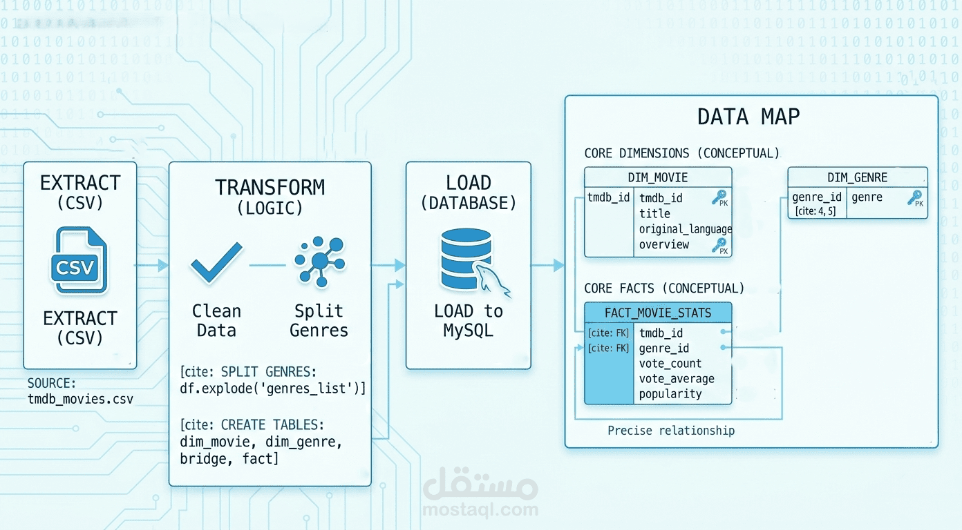 بناء مستودع بيانات للأفلام باستخدام Python وMySQL وتحليل البيانات