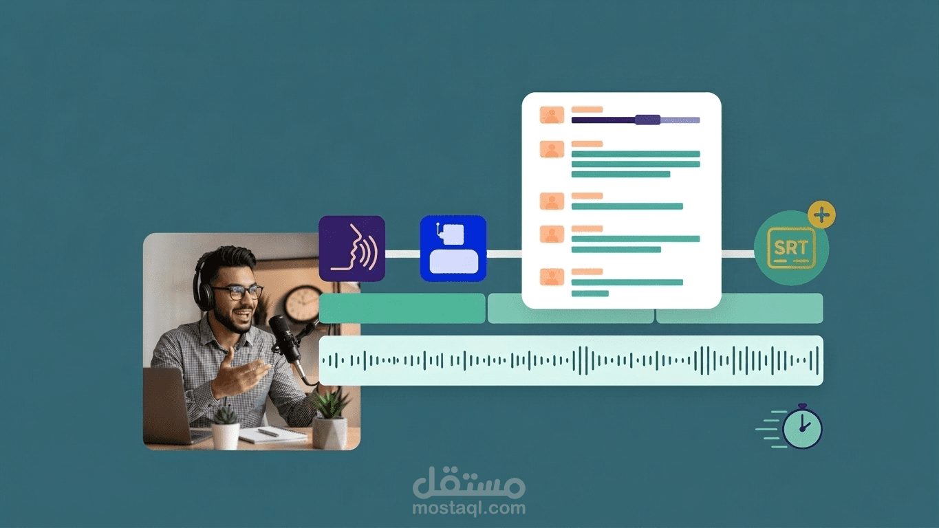 نموذج تفريغ وتحويل محتوى الفيديو العربي و الانجليزي إلى نصوص وملفات SRT