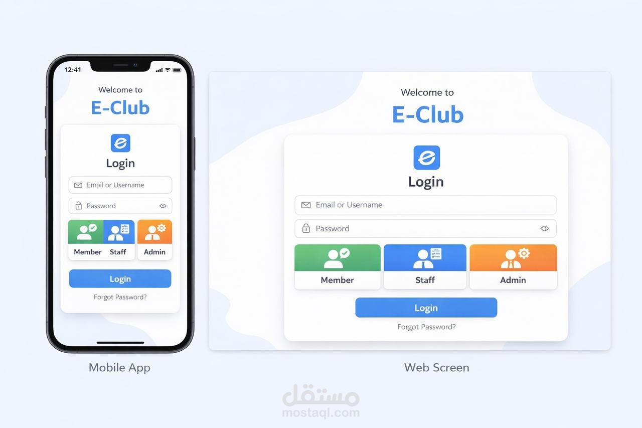 تصميم وتطوير موقع E-Club متكامل بلوحة تحكم