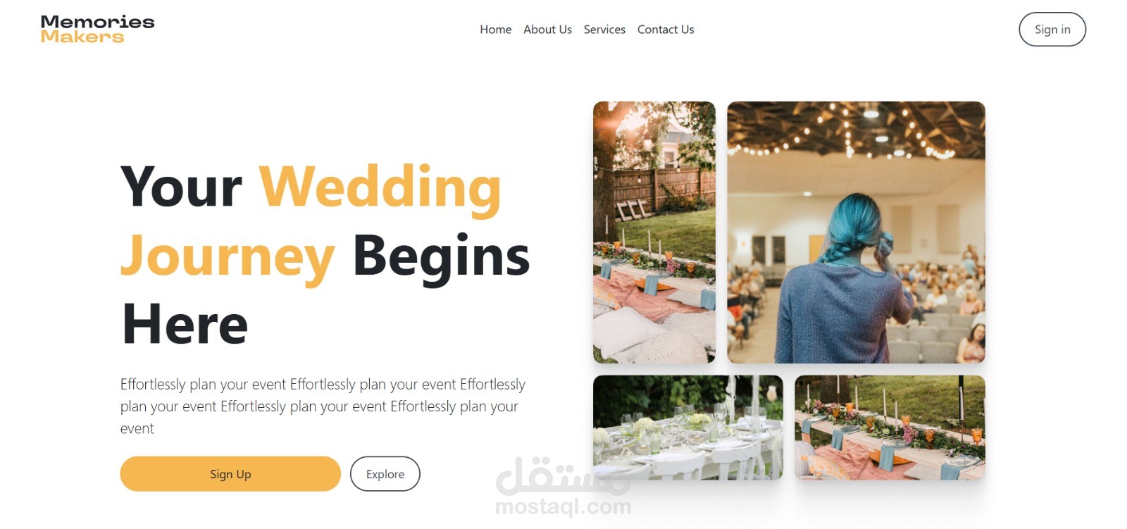 تصميم وبرمجة موقع Full Stack لخدمات تنظيم الزفاف باستخدام ASP.NET Core