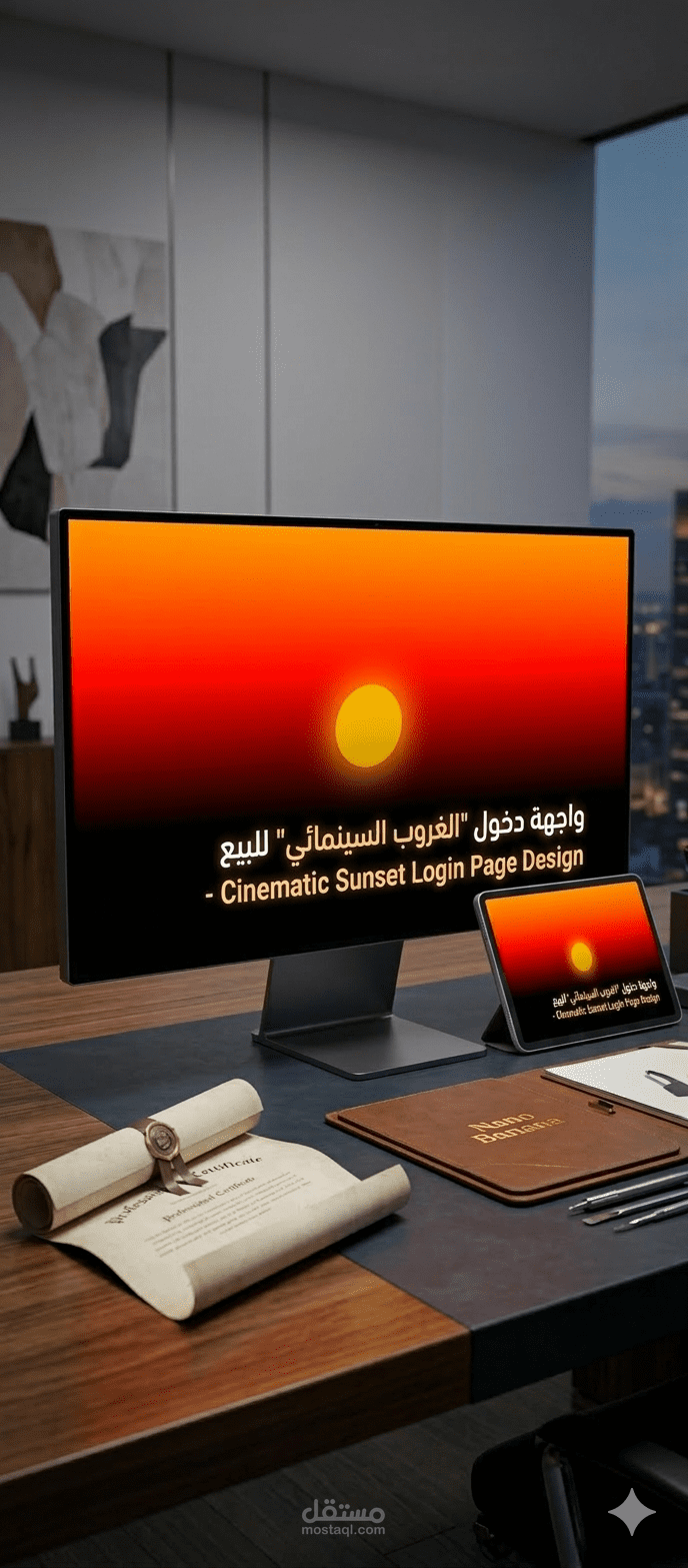 تصميم واجهة مستخدم (UI) تفاعلية بنظام الغروب المتدرج.