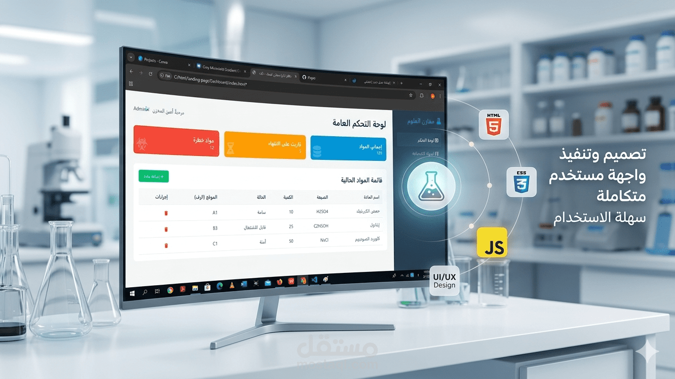 نظام إدارة مخازن المواد الكيميائية - واجهة مستخدم (Front-end)