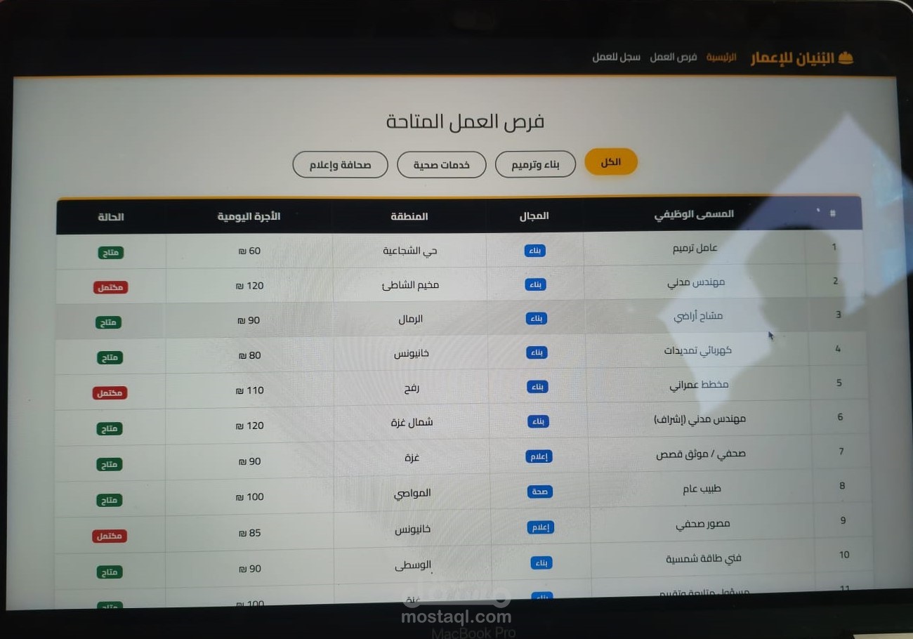 تصميم صفحة عرض فرص العمل مع نظام تصفية احترافي