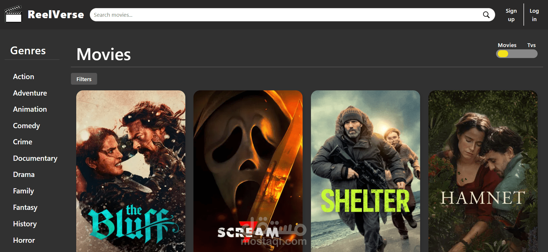 ReelVerse – متصفح أفلام ومسلسلات باستخدام TMDB API
