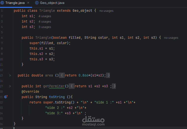 program to find perimeter of the triangle using oop