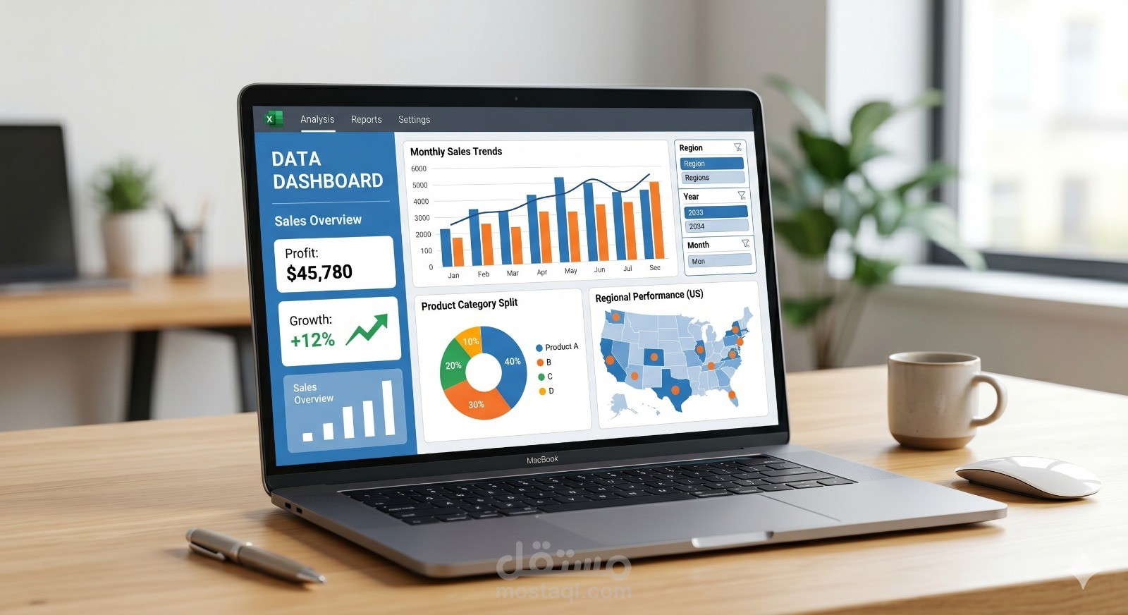تحليل البيانات وانشاء داشبورد تفاعلية باستخدام Excel