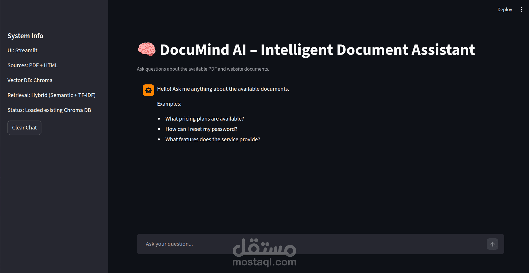 DocuMind AI – شات بوت ذكي لفهم المستندات