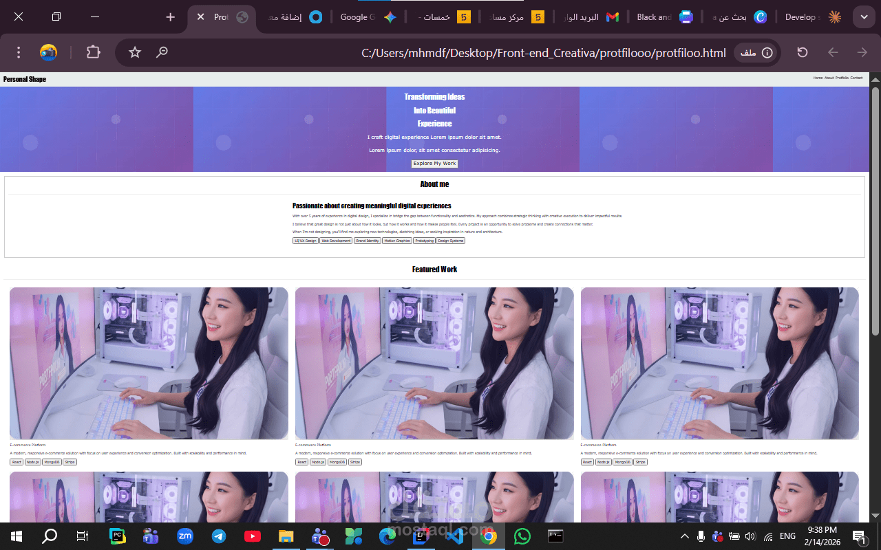 static portfolio with html& css (100% handly)