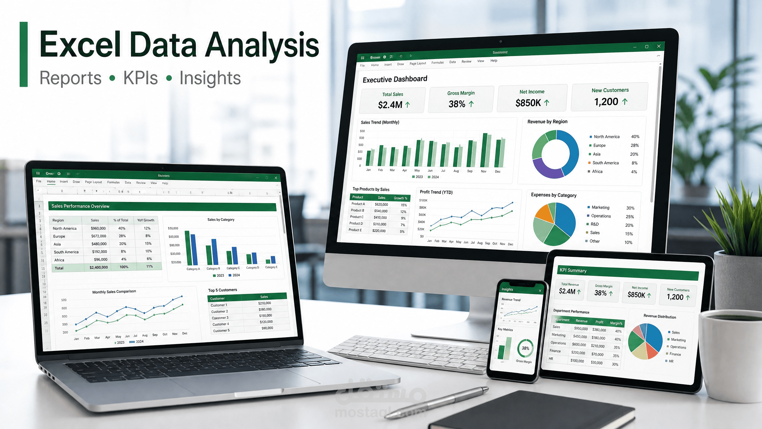 تحليل بيانات المستشفيات وبناء لوحة تحكم تفاعلية (Excel Dashboard)