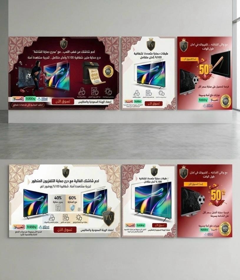 تصميم بانرات إعلانية احترافية (Screen Protection Campaign)