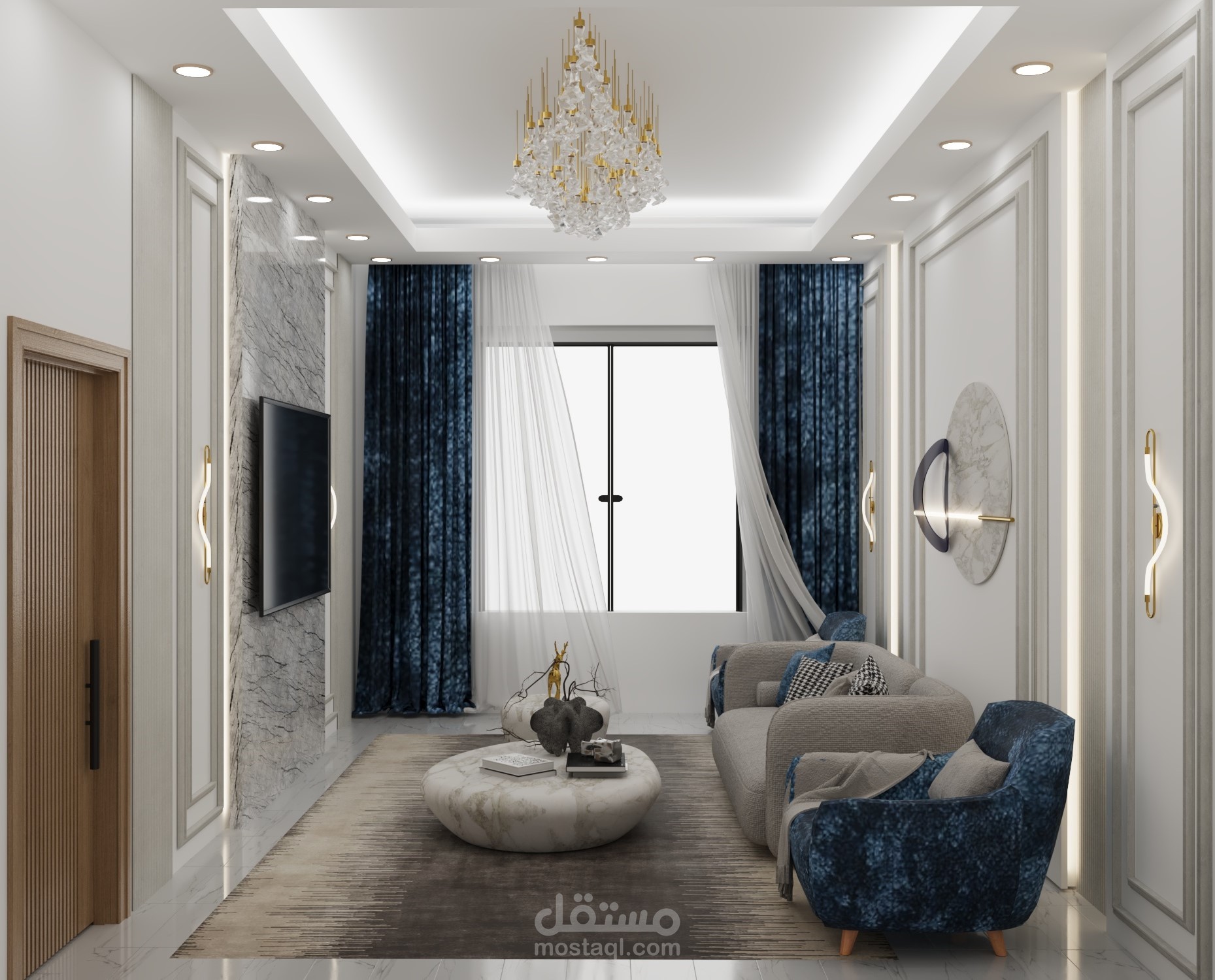 تصميم داخلي لغرفة معيشة مودرن