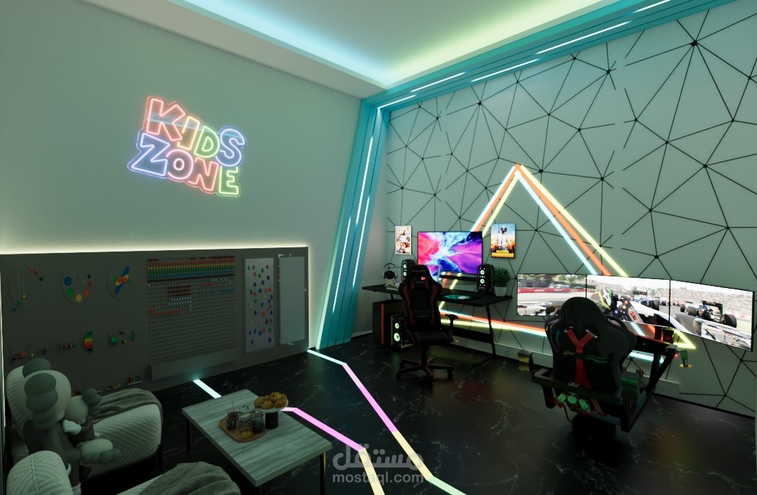 تصميم غرفة ألعاب (Gaming Room) مودرن