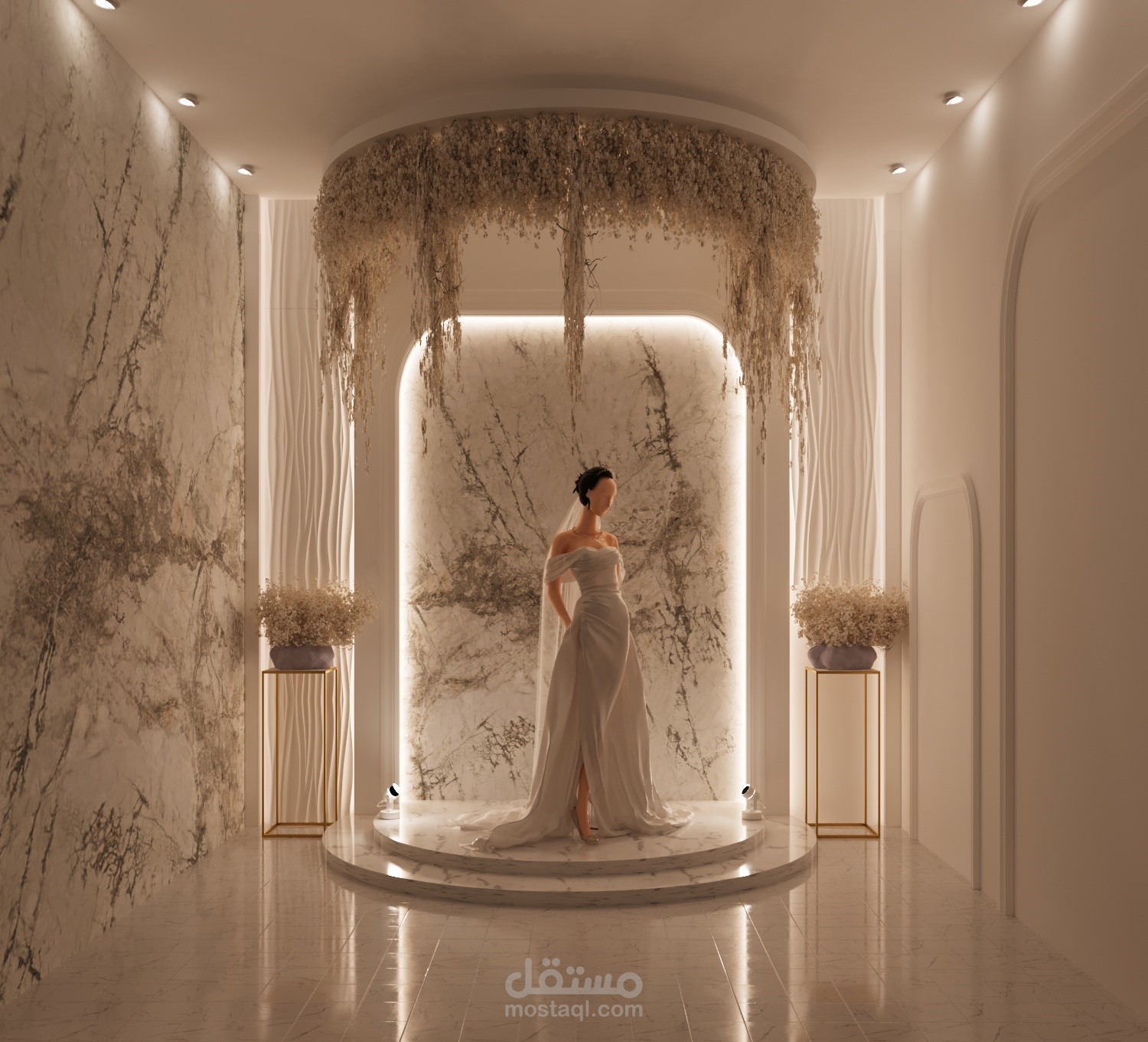 تصميم داخلي لبوتيك زفاف فاخر (Wedding Boutique)