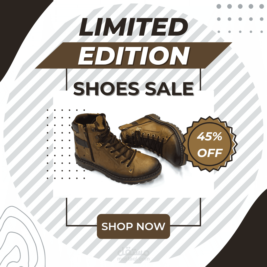 تصميم منشور إعلاني للأحدية الجلدية