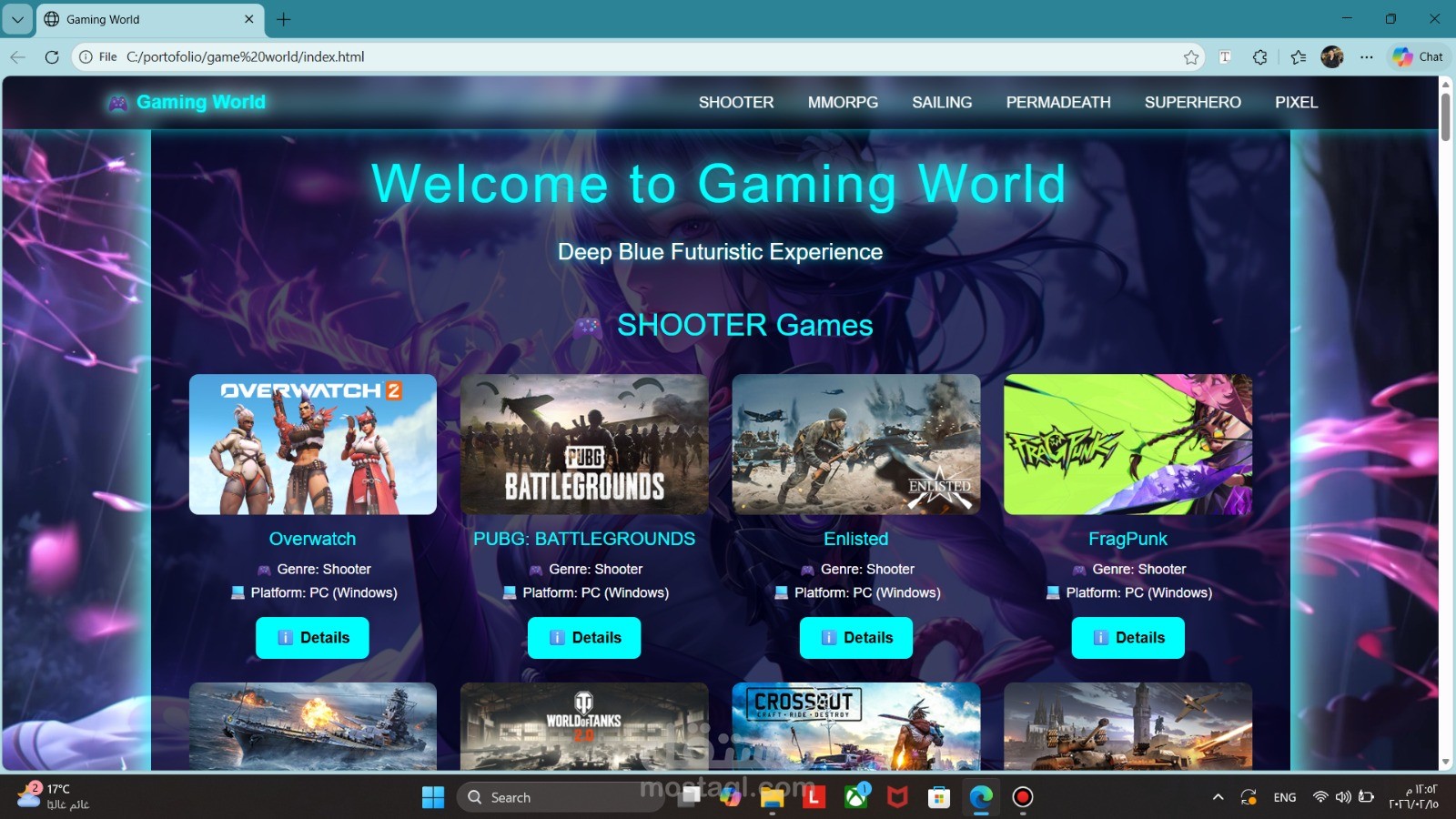 Gaming World – Interactive Game Explorer Web App