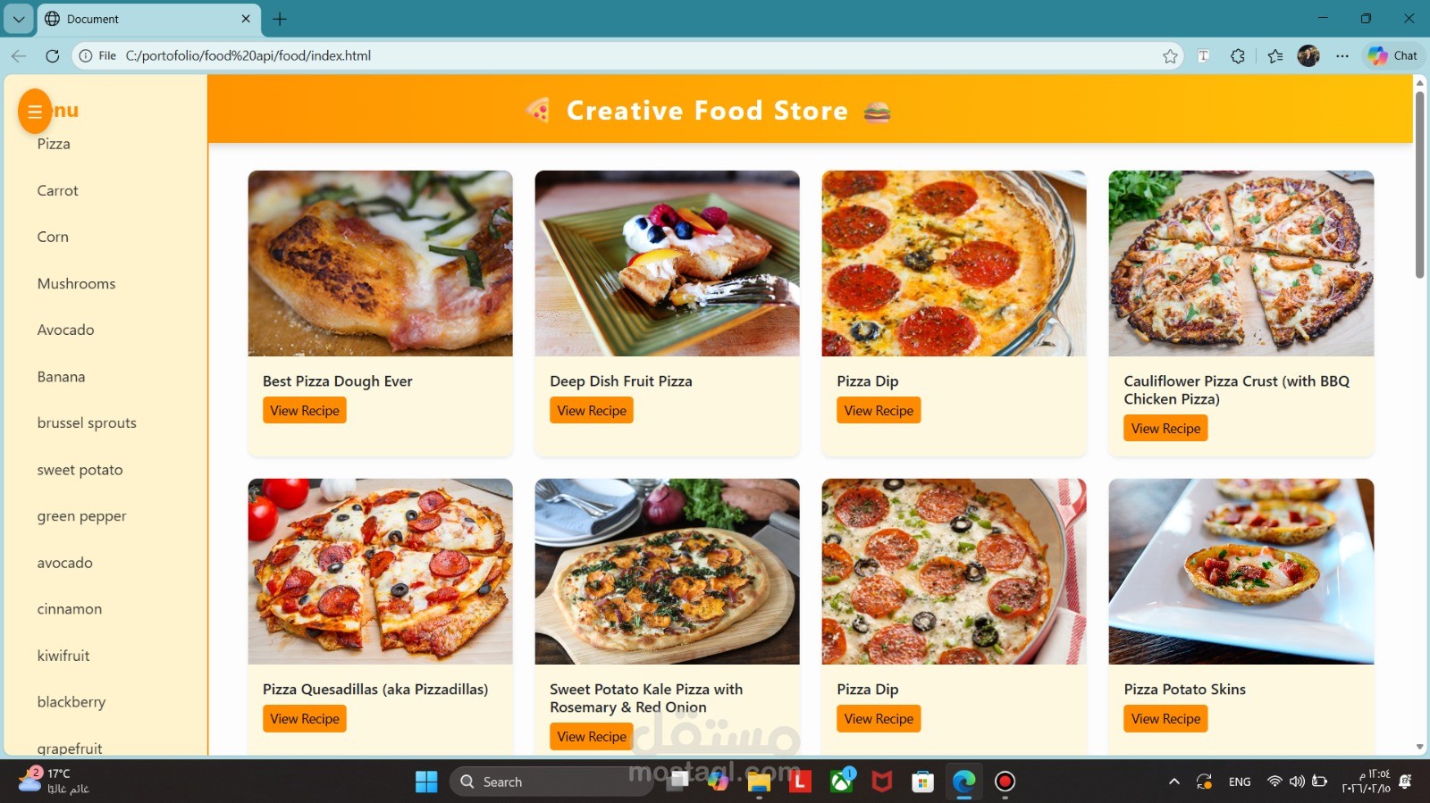 Creative Food Store – Recipe Explorer Web App