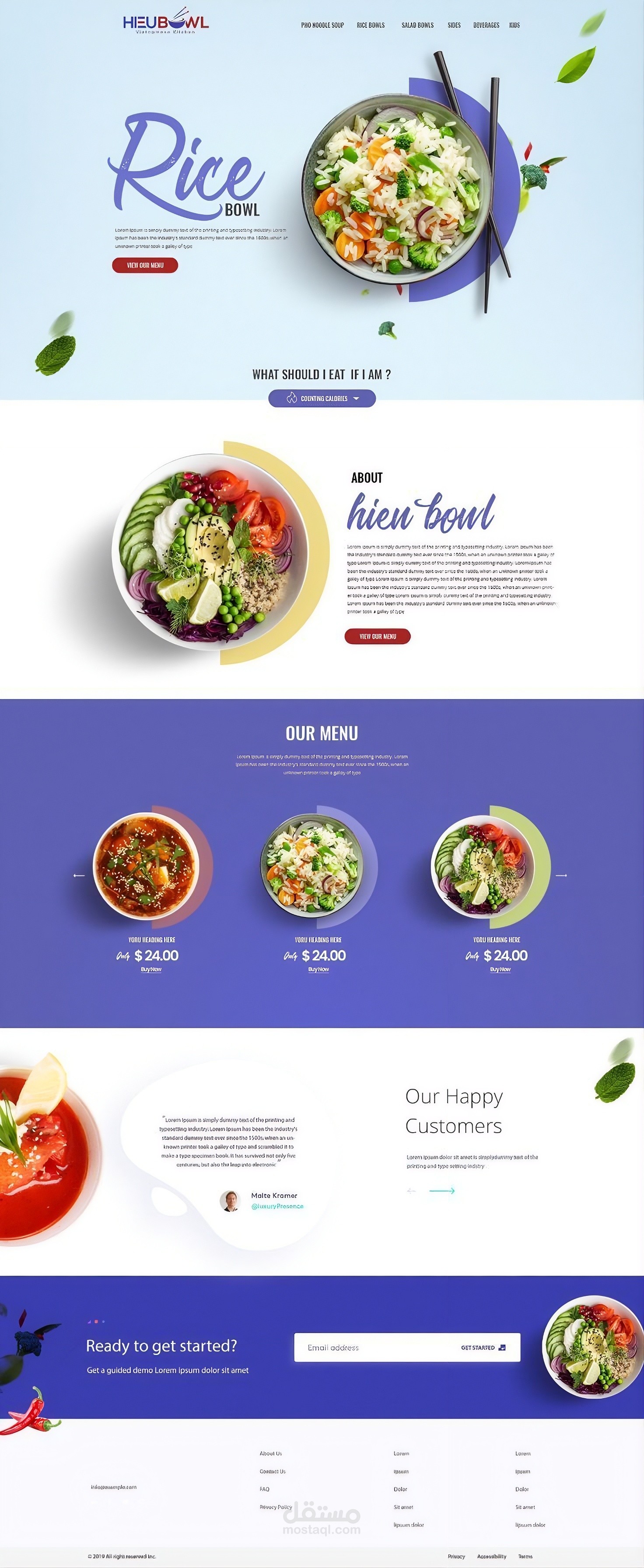 تصميم موقع مطعم فيتنامي عصري - Vietnamese Kitchen Website UI