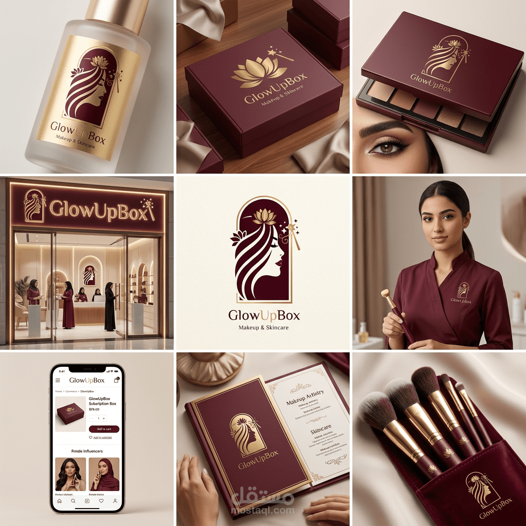 تصميم شعار وهوية بصرية لشركة GlowUpBox