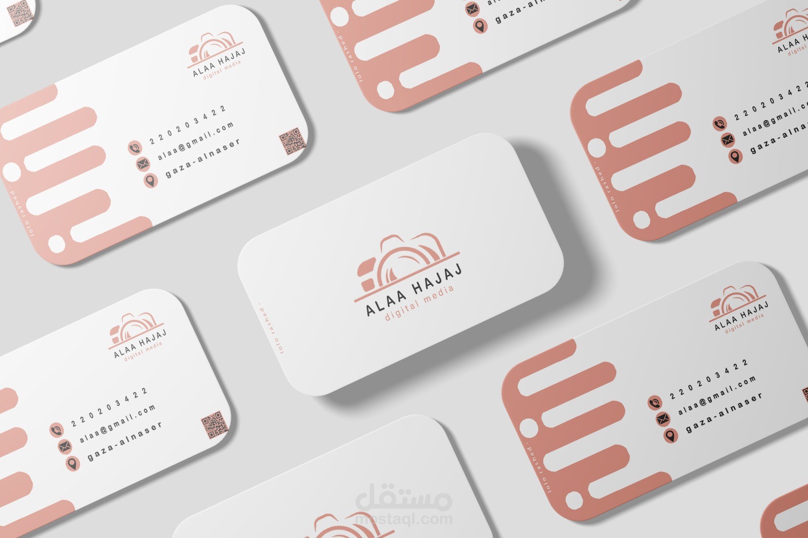 تصميم بطاقة أعمال (Business Card) احترافية لشركة آلاء للإعلام الرقمي بهوية بصرية عصرية وجذابة