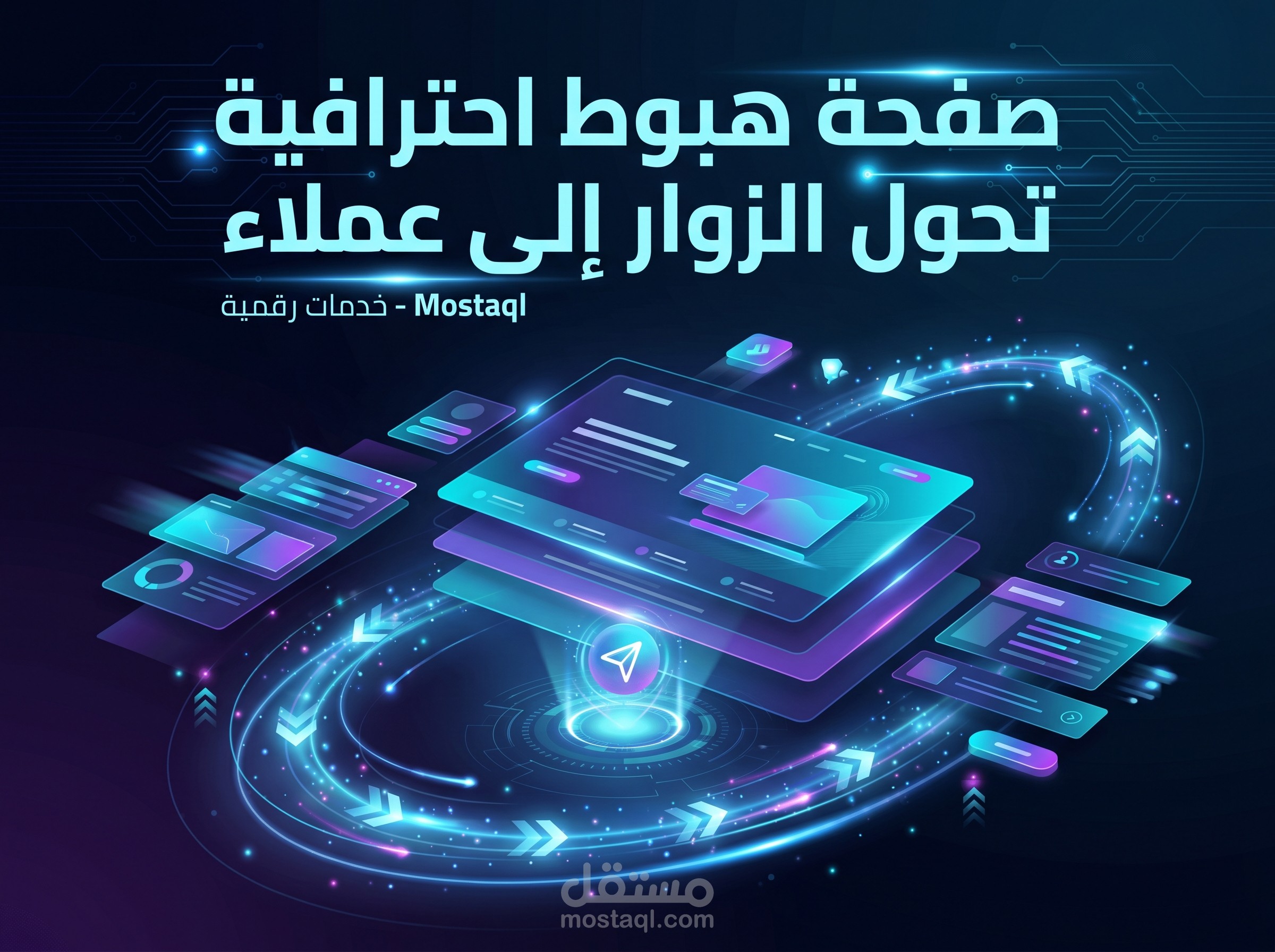 برمجة صفحة هبوط (Landing Page) واحدة متجاوبة تتكون من 5 أقسام رئيسية.