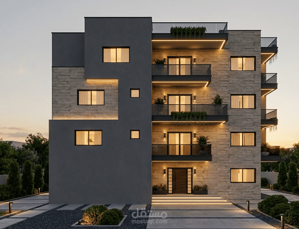 مشروع تصميم عمارة سكنية