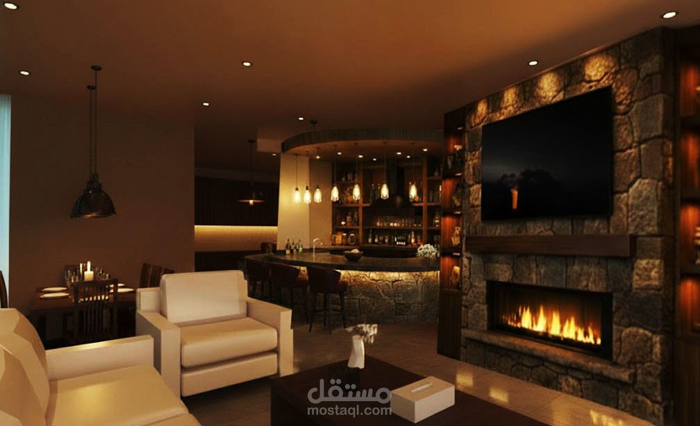 تصميم داخلي لشقة سكنية مساحة 160 متر مربع