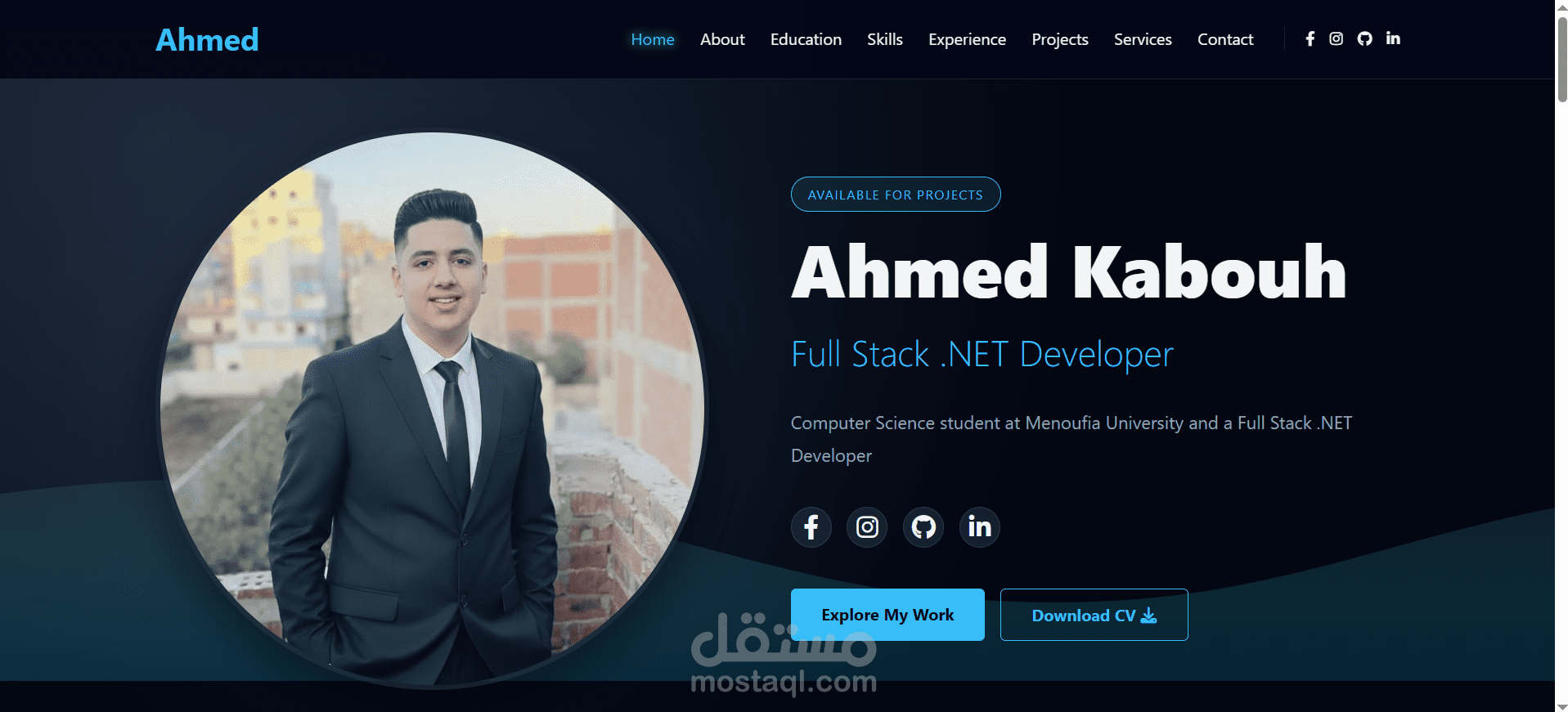 تصميم وتطوير موقع Portfolio لعرض المهارات والمشاريع