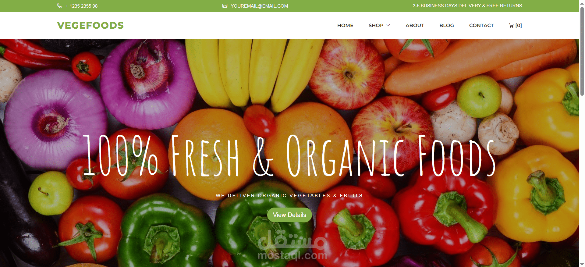 تصميم Landing Page لمتجر خضروات وفواكه باستخدام HTML و CSS