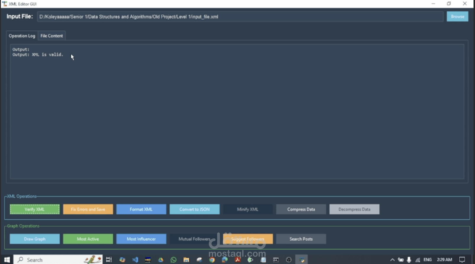 XML Visualizer  Developed a GUI-based program to parse and visualize an XML