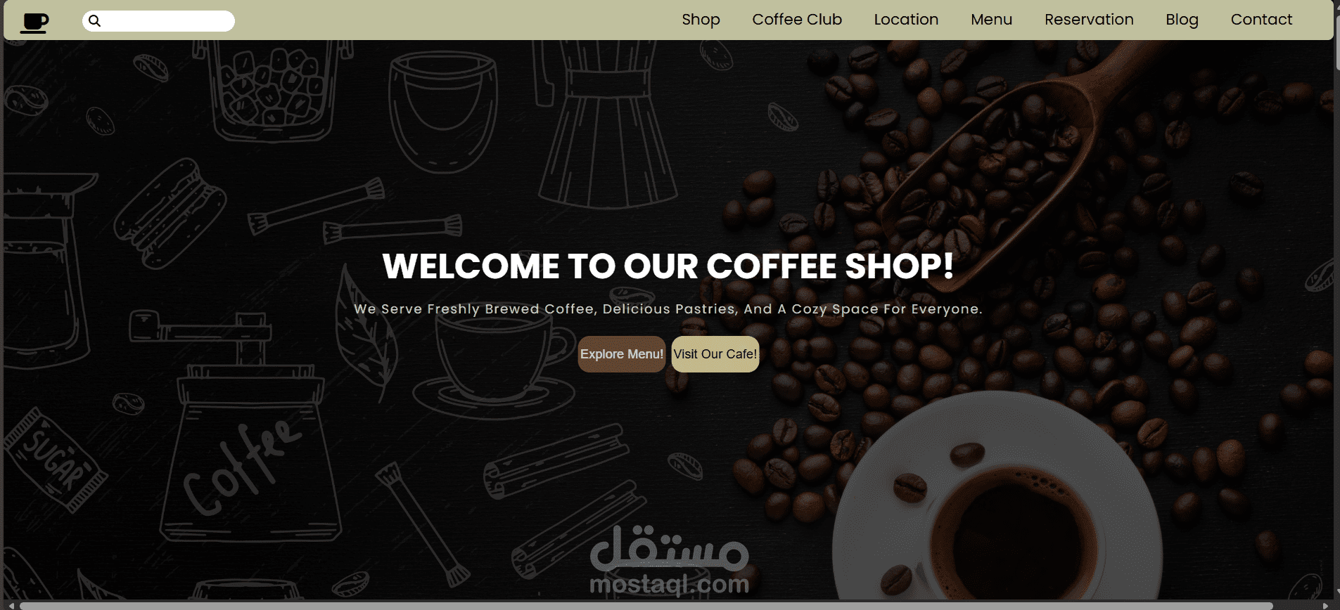 تصميم موقع coffee shop  باستخدام HTML و CSS