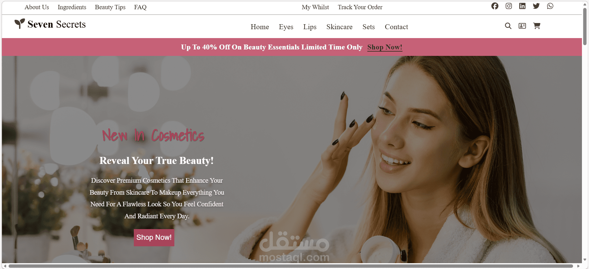 Cosmetics Website Design باستخدام HTML وCSS و html 5 و css3