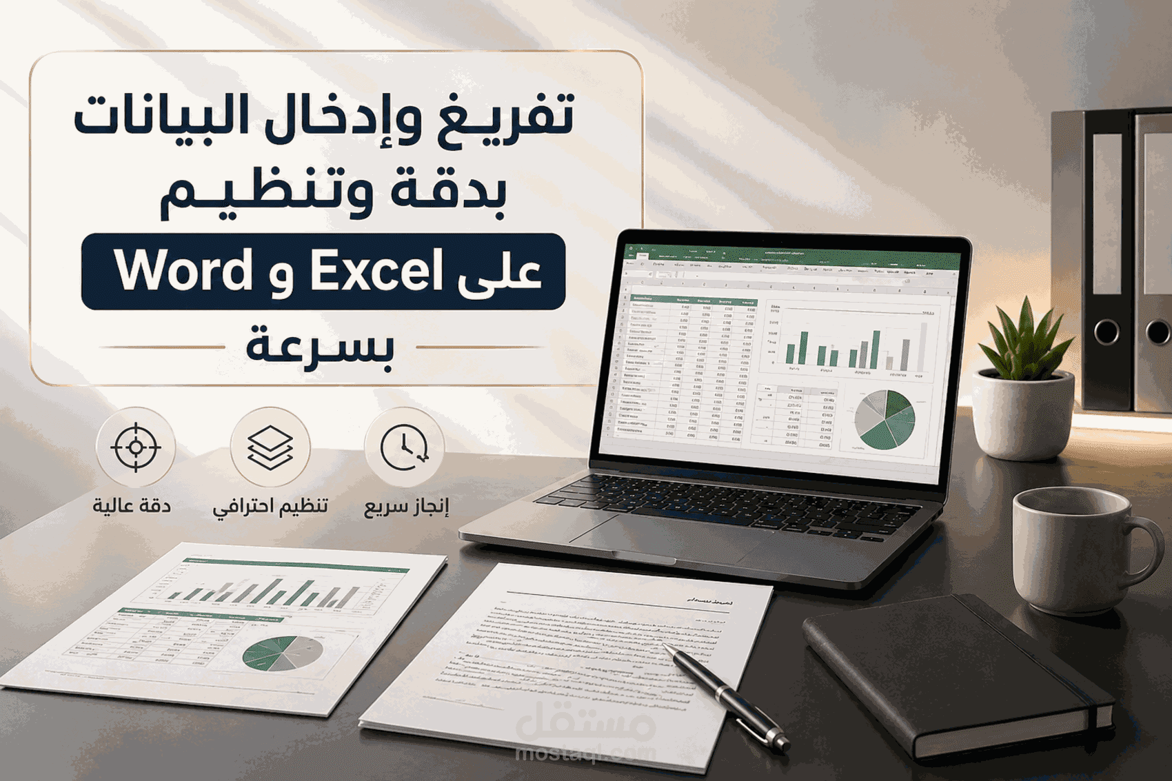تفريغ وإدخال البيانات بدقة وتنظيم على Excel وWord بسرعة
