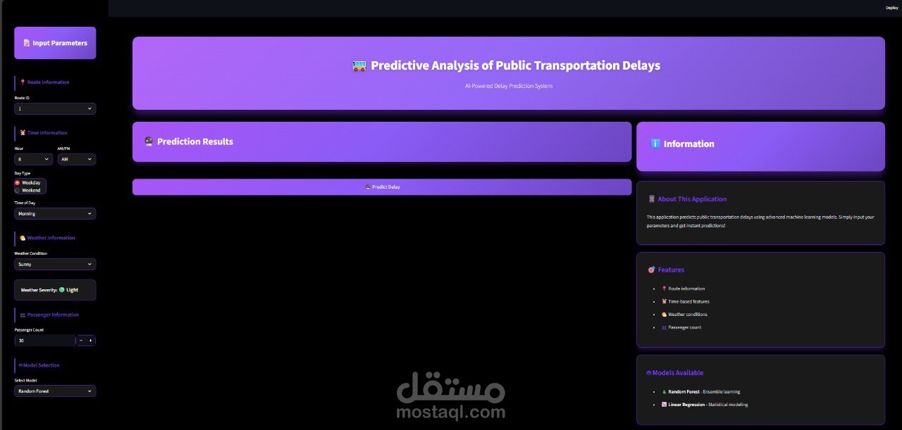 تطوير نموذج ذكاء اصطناعي للتنبؤ بمواعيد تأخير وسائل النقل العام