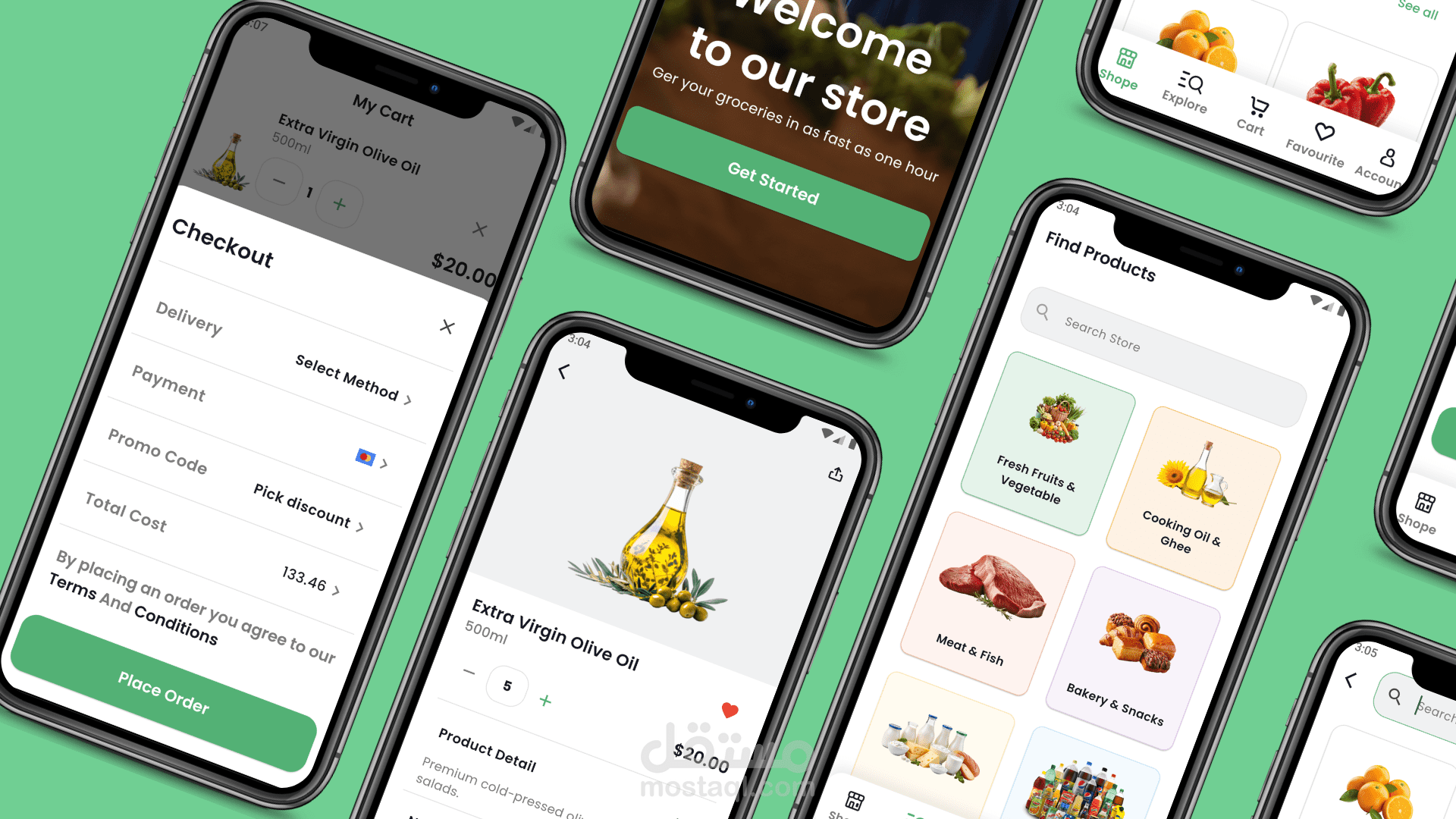 تطوير واجهات عصرية (UI) لتطبيق متجر بقالة باستخدام Flutter