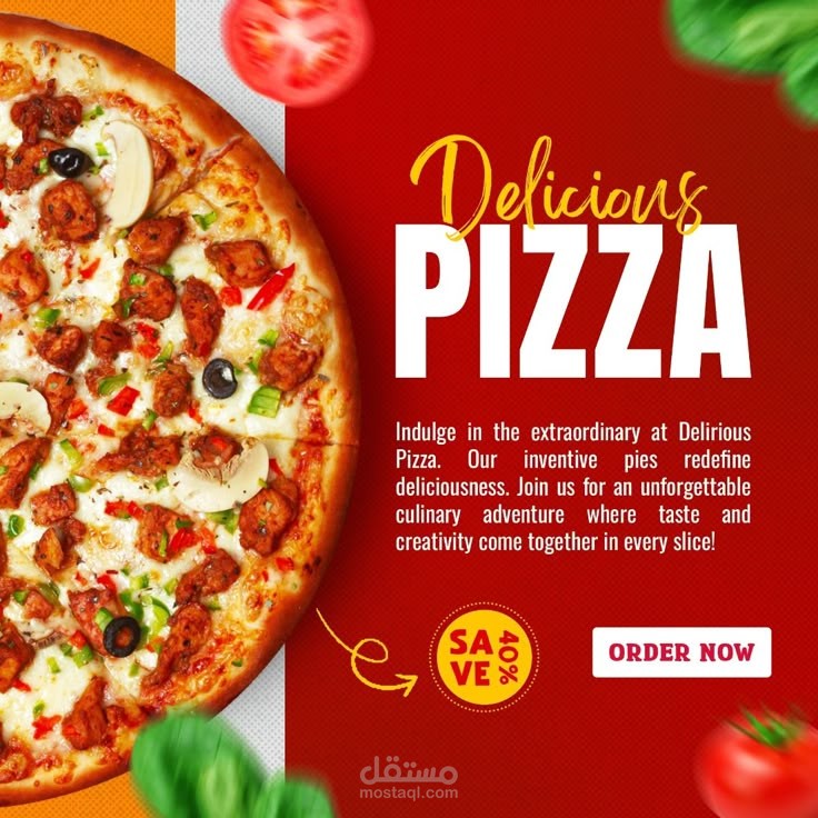 تصميم إعلان ترويجي جريء لمنتج Pizza