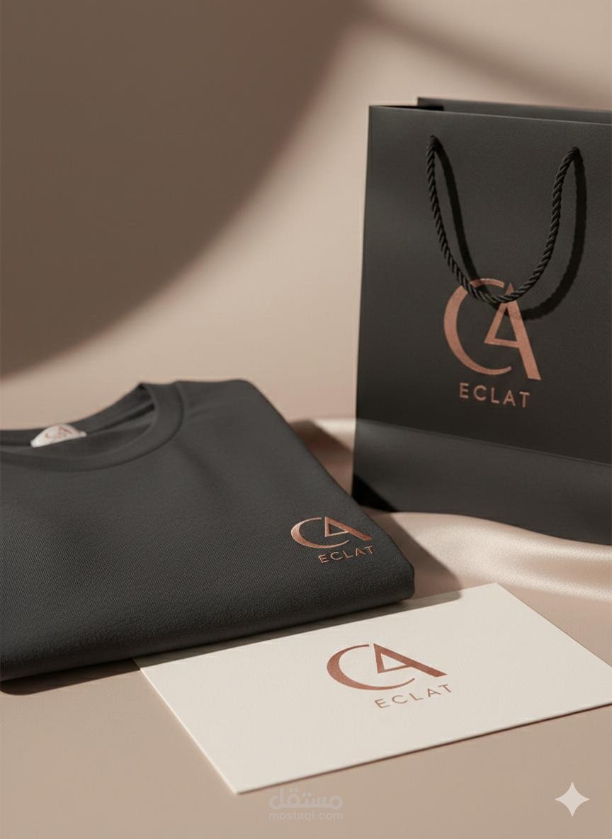 تصميم هوية بصرية فاخرة لعلامة أزياء "ECLAT" (Minimalist Fashion)