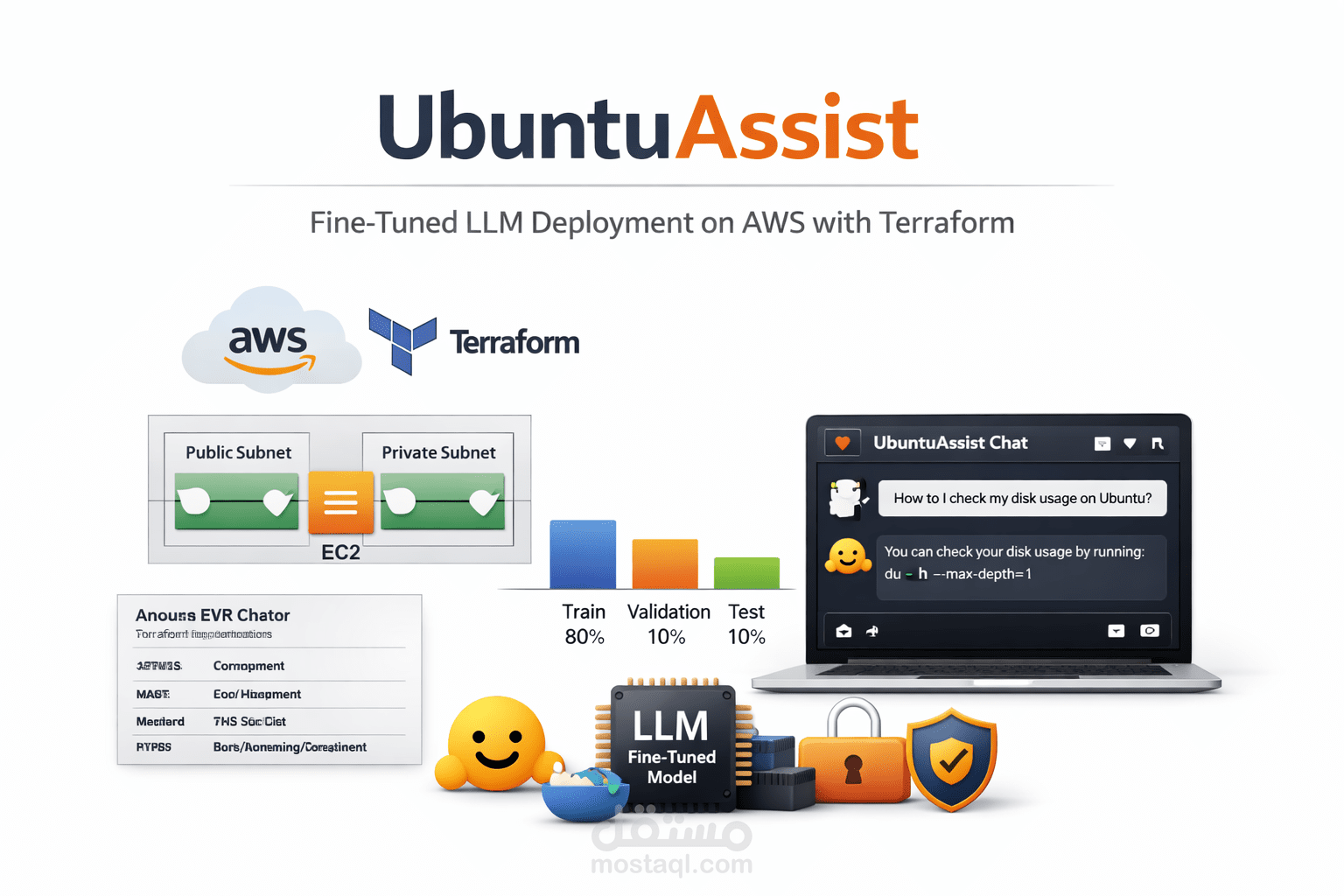 UbuntuAssist: تطوير ونشر نموذج لغوي مخصص على AWS باستخدام Terraform