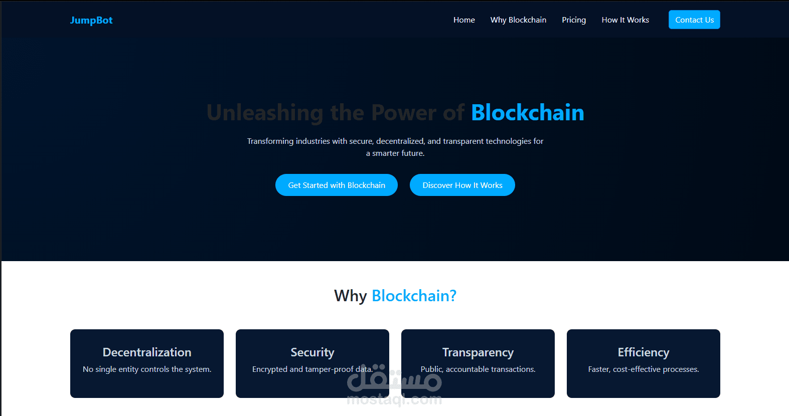 Blockchain Landing Page UI