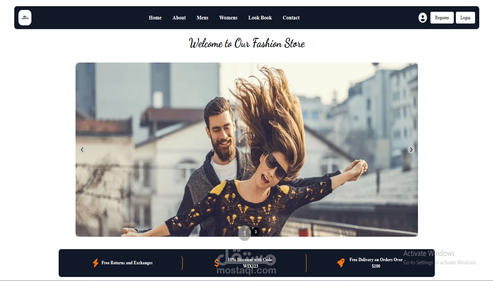 مشروع Fashion Store – واجهة متجر إلكتروني احترافية